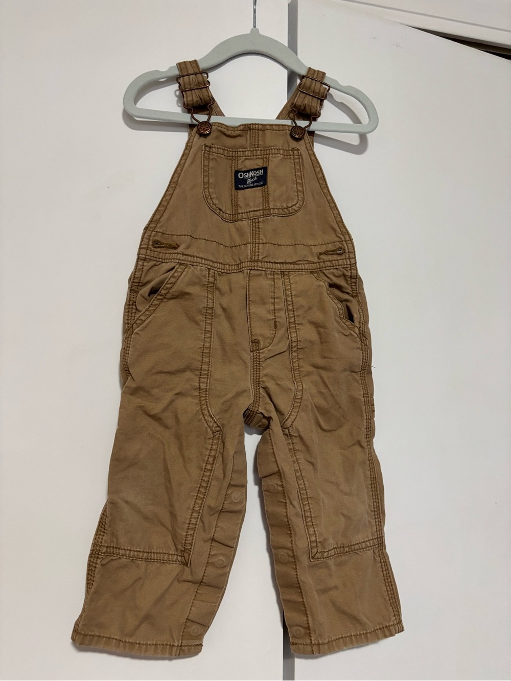 OshKosh B'gosh Kids Tan Overalls with Pockets 12 months